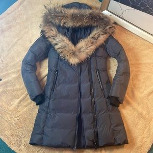 Mackage Signature Adali Natural Fur Genuine Leather Down Puffer Coat Size Small!